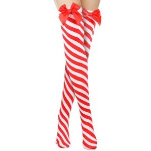 Skeleteen Peppermint Candy Cane Socks - Red and White Striped for Women